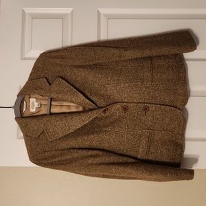 Talbots wool blazer, brown and ivory herringbone pattern. Size 4